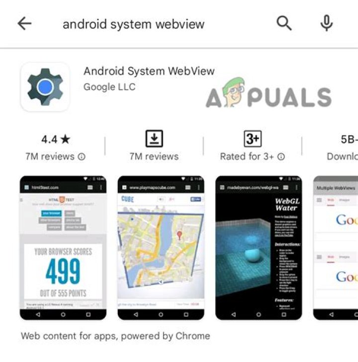 Android System WebViewの更新画面イメージ